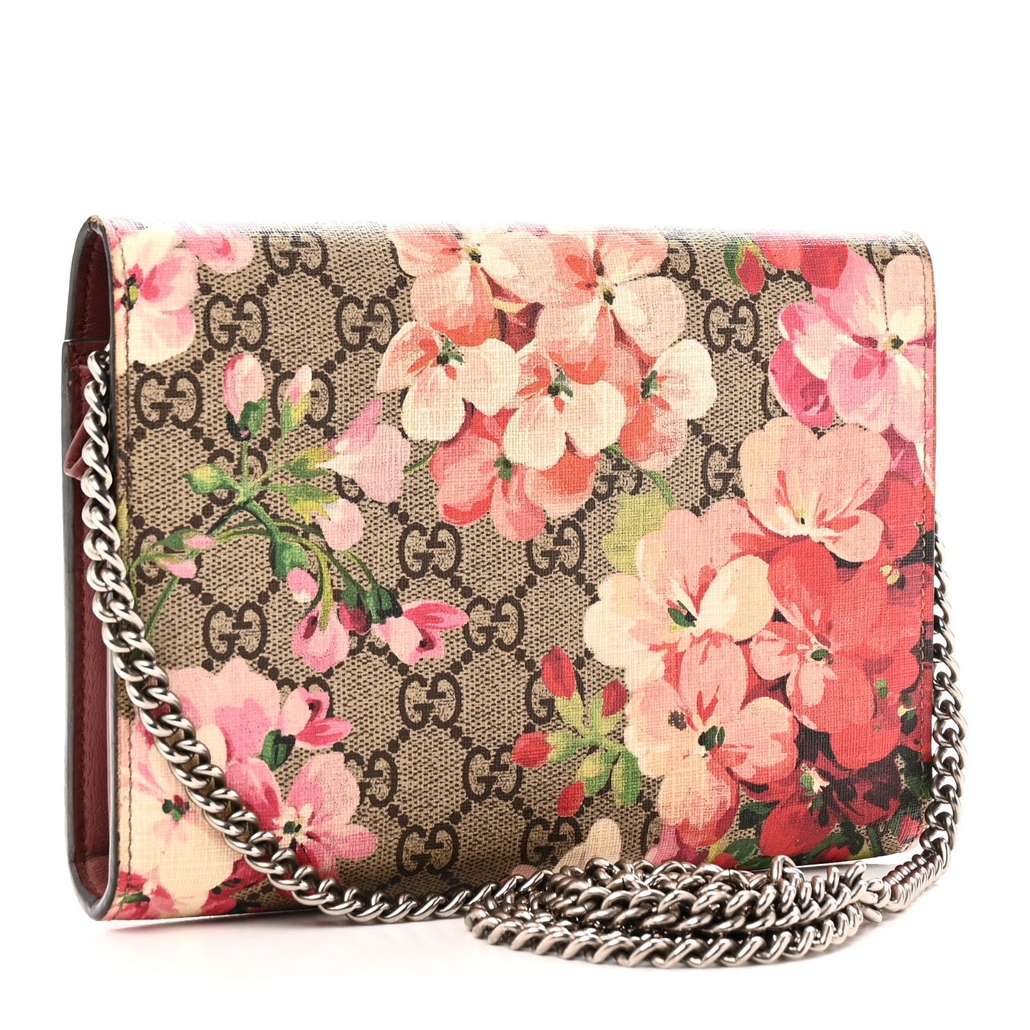 GG Supreme Monogram Blooms Mini Dionysus Chain Wallet Beige Multicolor Dry Rose
