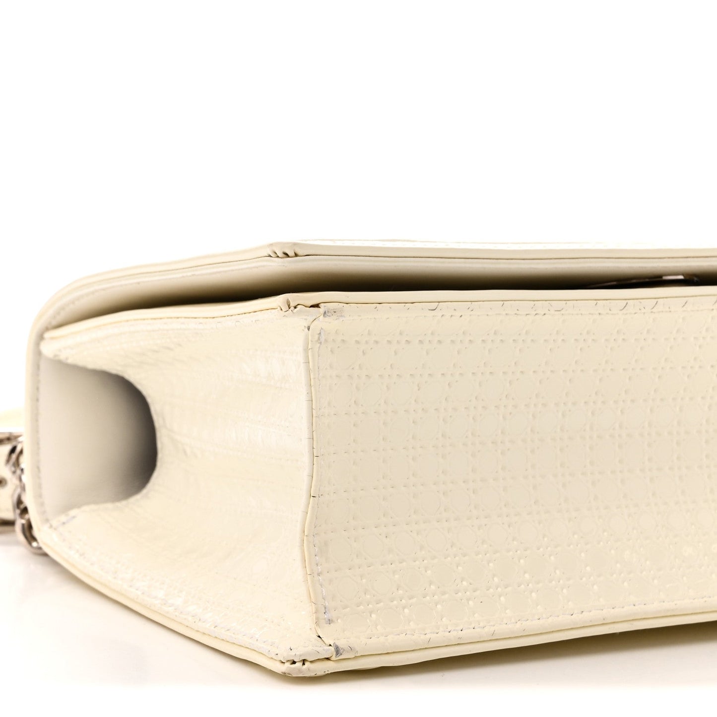 Patent Micro-Cannage Small Diorama Flap Bag White