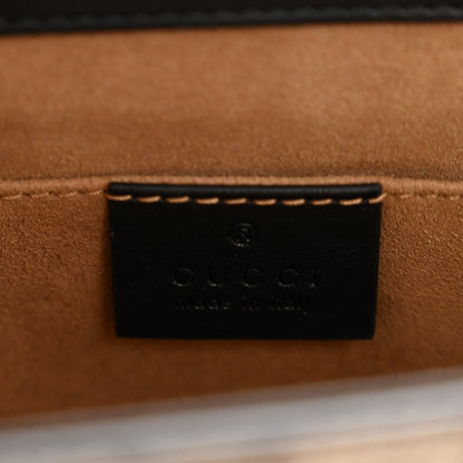 GG Supreme Monogram Calfskin Small Padlock Shoulder Bag Beige Black Cuir