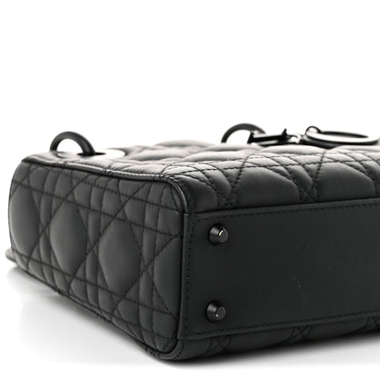 Ultra Matte Calfskin Cannage Mini Lady Dior Black