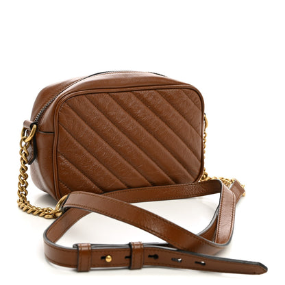 Glazed Calfskin Matelasse Diagonal Mini GG Marmont Chain Shoulder Bag Cuir