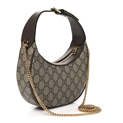 GG Supreme Monogram Textured Dollar Calfskin Small Ophidia Shoulder Bag Beige Ebony New Acero