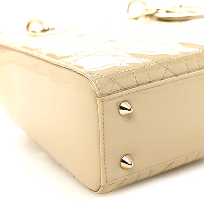 Patent Cannage Small Lady Dior Beige