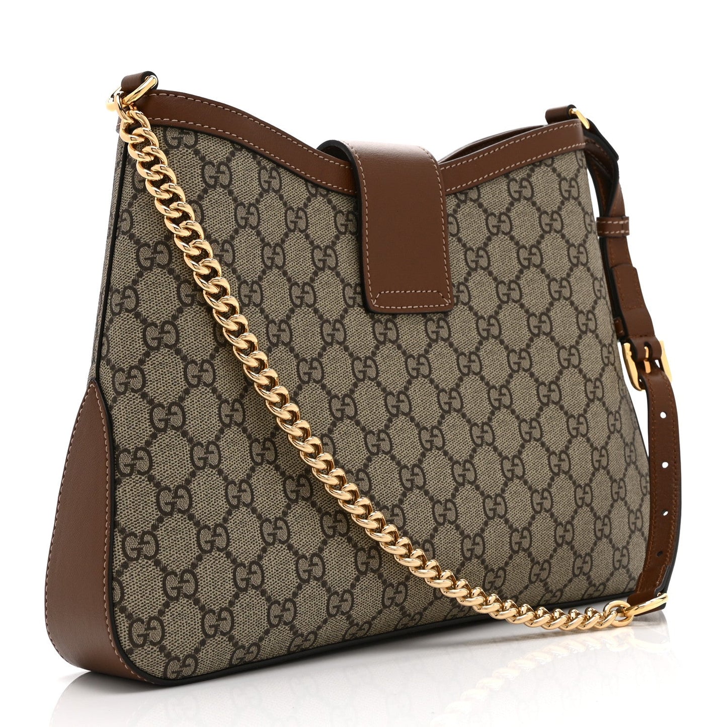 GG Supreme Monogram Medium Padlock Shoulder Bag Beige Ebony Brown Sugar