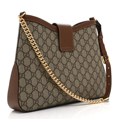 GG Supreme Monogram Medium Padlock Shoulder Bag Beige Ebony Brown Sugar