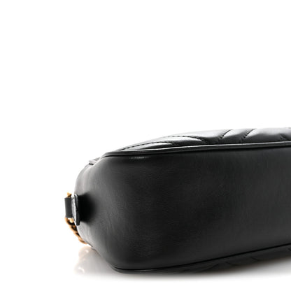 Calfskin Matelasse Small GG Marmont Chain Shoulder Bag Black