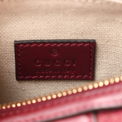 GG Supreme Monogram Textured Dollar Calfskin Web Super Mini Ophidia Top Handle Bowler Bag Rosso Ancora