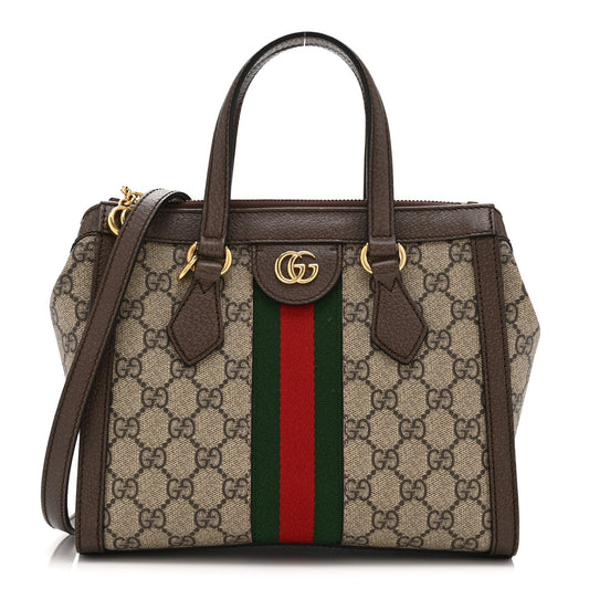GG Supreme Monogram Small Ophidia Tote Bag Brown
