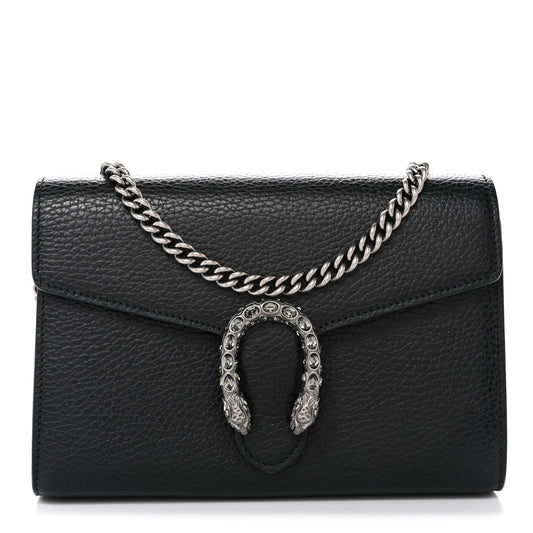 Calfskin Mini Dionysus Chain Wallet Black