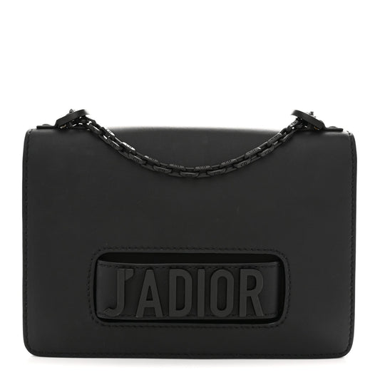 Ultra Matte Calfskin J'Adior Chain Flap Bag Black