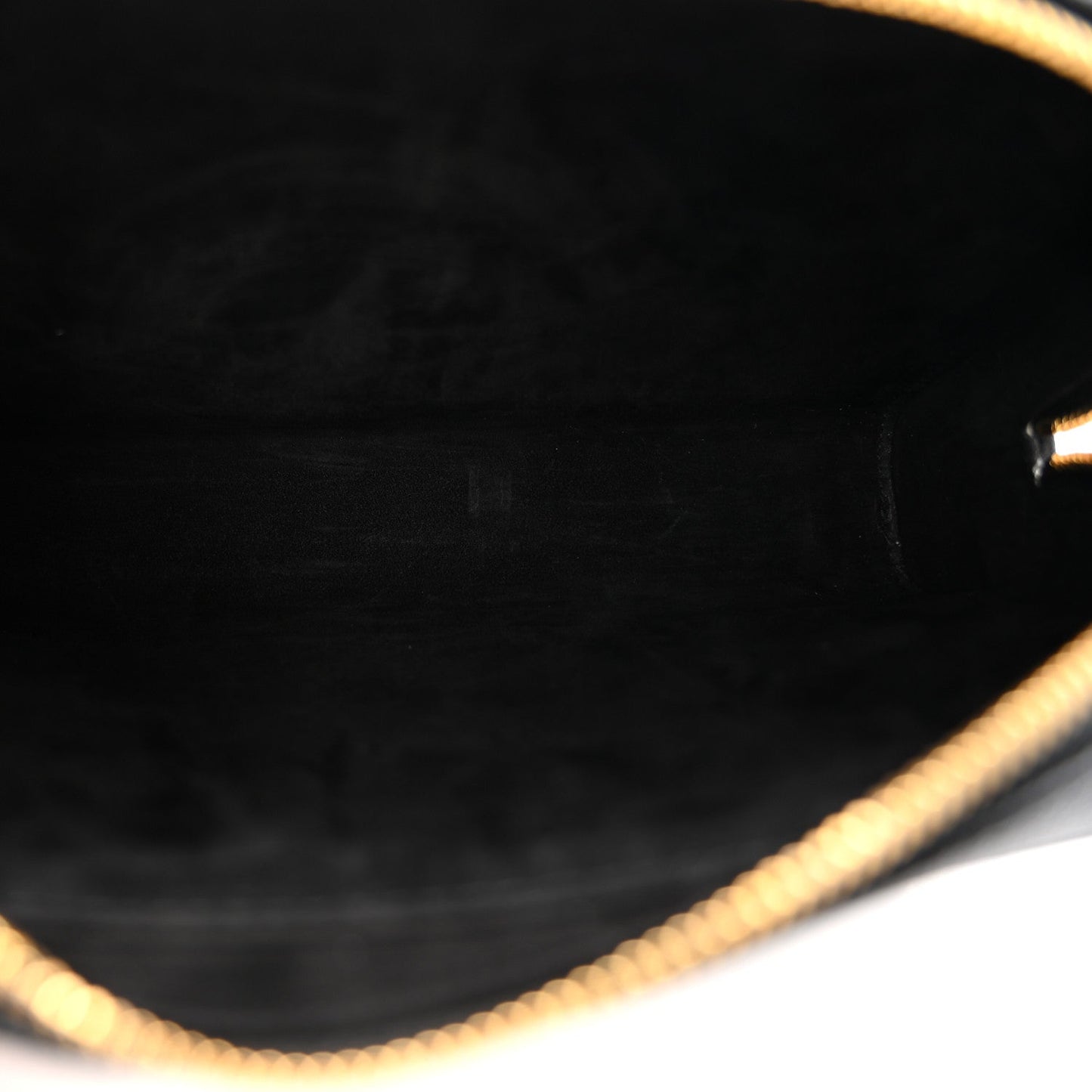 Grained Calfskin Caro Double Pouch Black