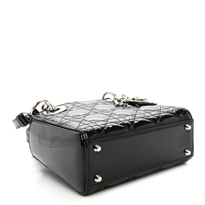 Patent Cannage Mini Lady Dior Black