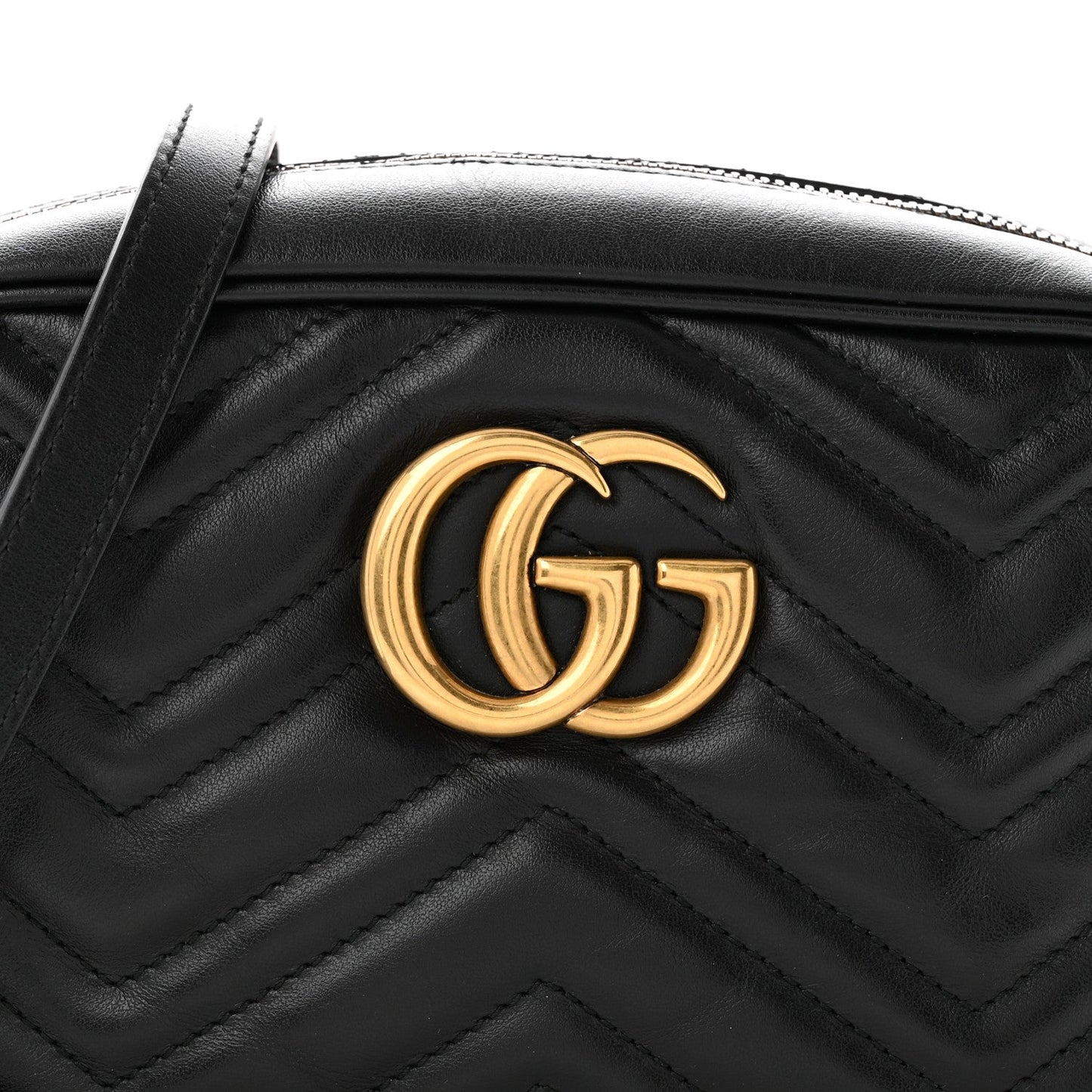 Calfskin Matelasse Small GG Marmont Chain Shoulder Bag Black Black