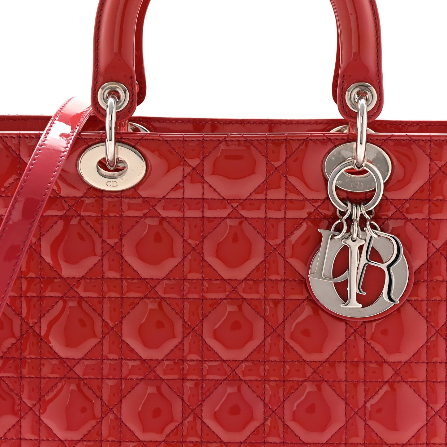Patent Cannage Large Lady Dior Fuchsia