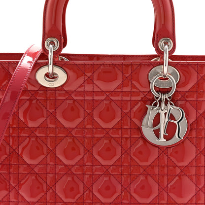 Patent Cannage Large Lady Dior Fuchsia