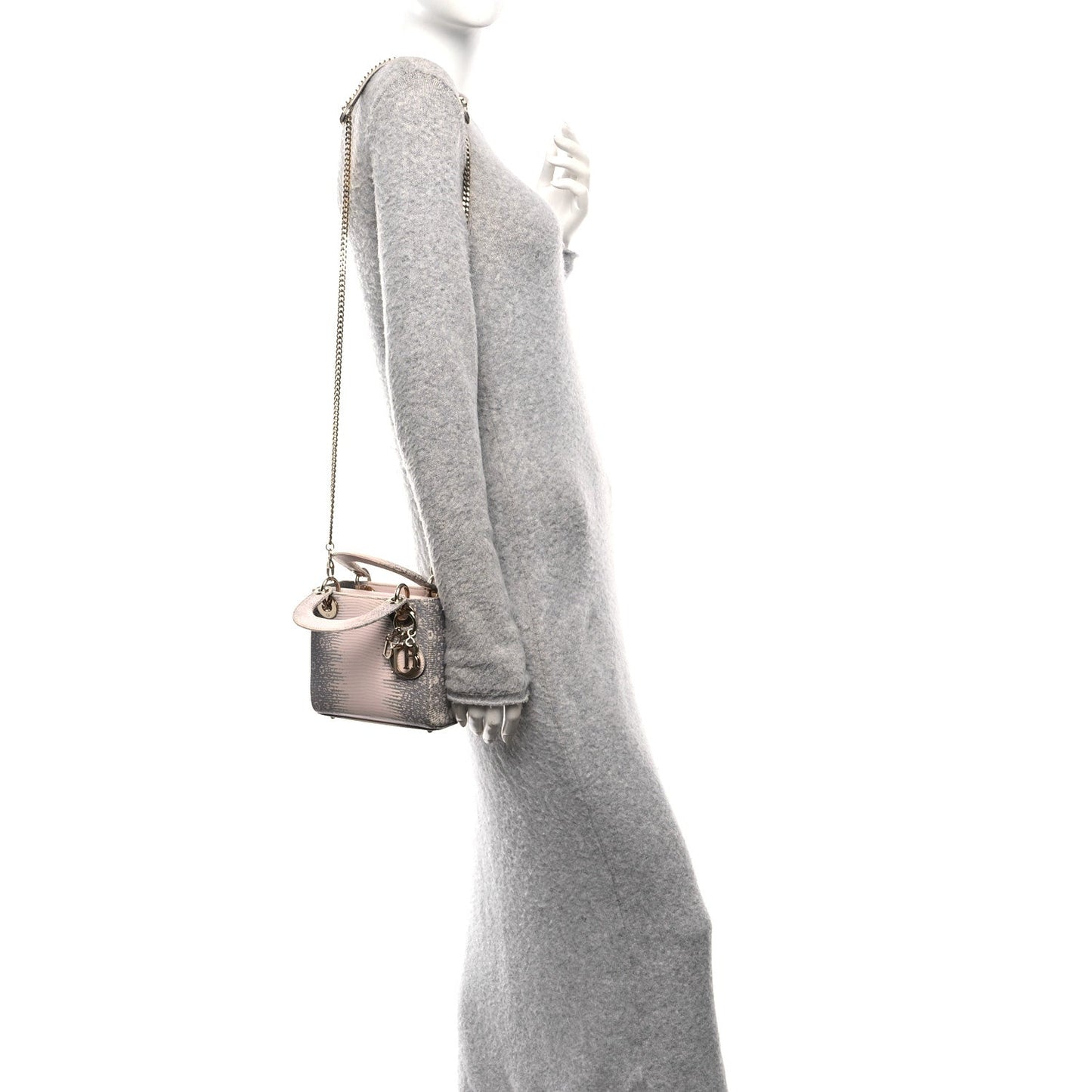 Lizard Ombre Mini Lady Dior Light Pink