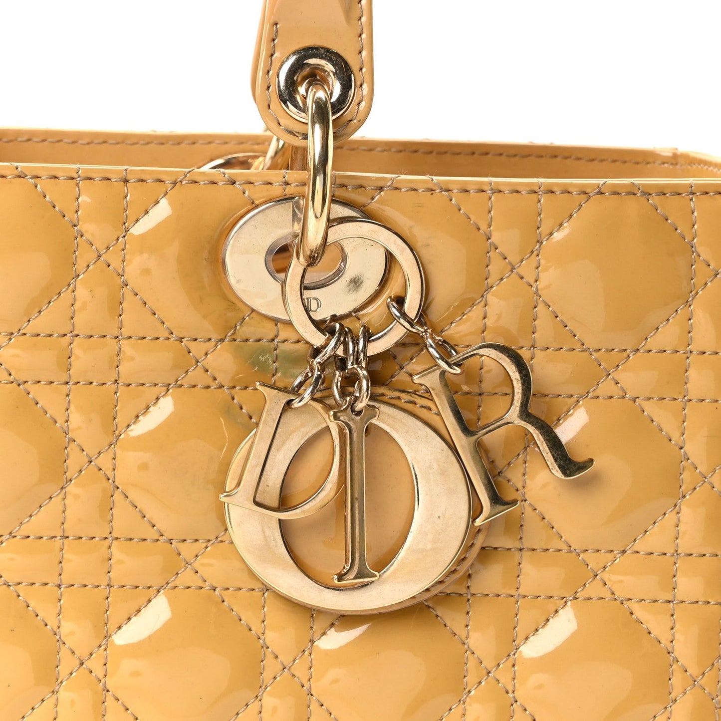 Patent Cannage Large Lady Dior Beige