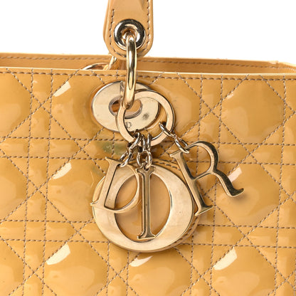 Patent Cannage Large Lady Dior Beige