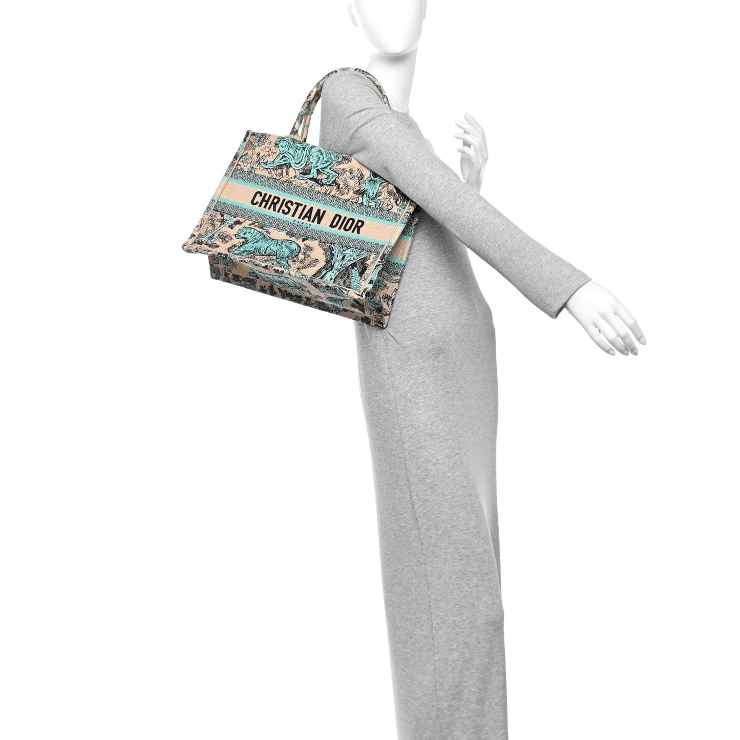 Raffia Embroidered Dioriviera Medium Book Tote Aquamarina