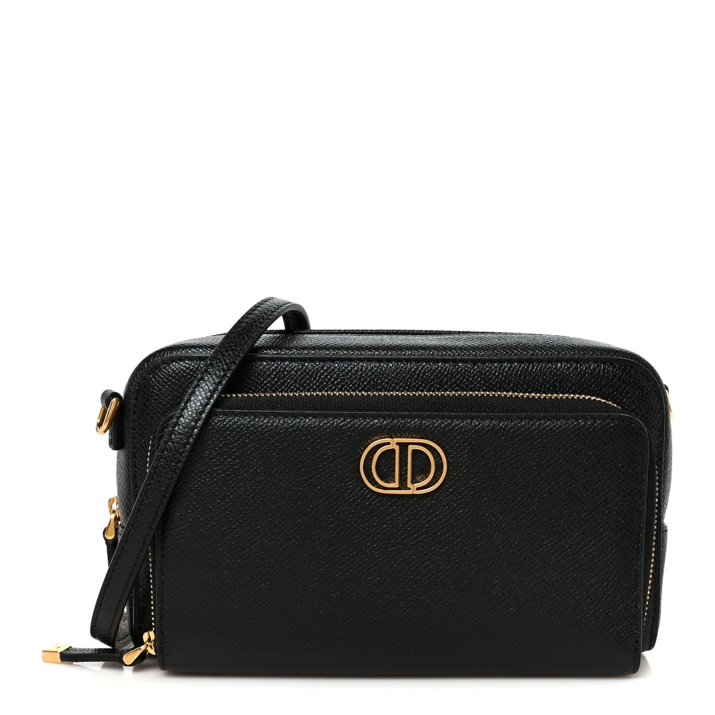 Grained Calfskin Caro Double Pouch Black