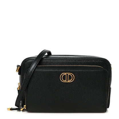 Grained Calfskin Caro Double Pouch Black