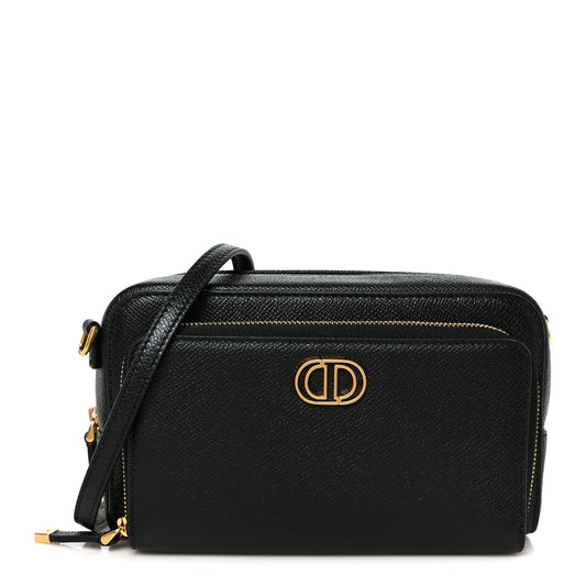 Grained Calfskin Caro Double Pouch Black