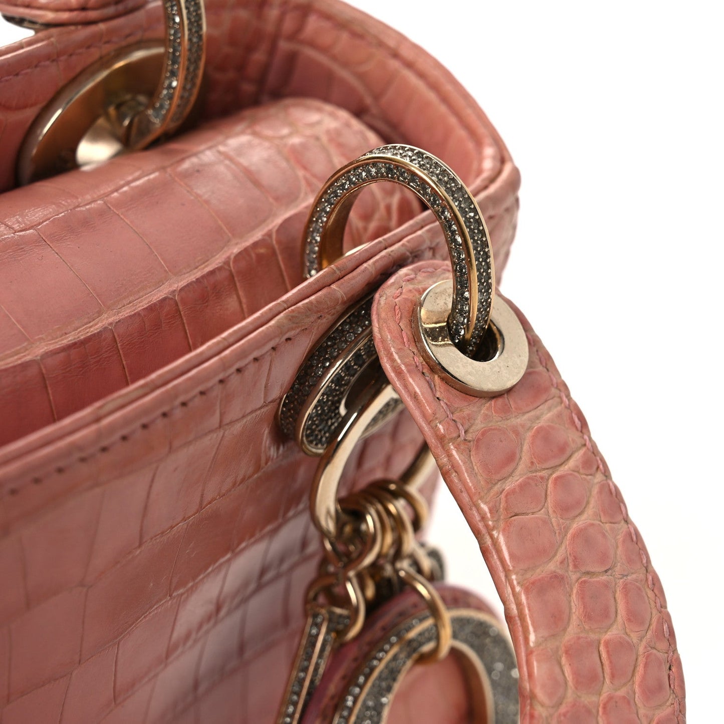 Alligator Crystal Mini Lady Dior Pink