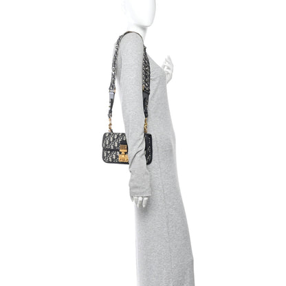 Oblique Small DiorAddict Flap Bag Navy Blue