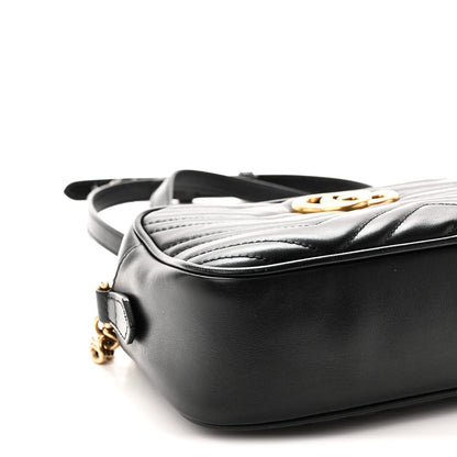 Calfskin Matelasse Small GG Marmont Chain Shoulder Bag Black