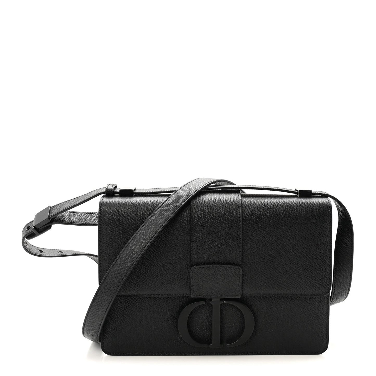 Ultra Matte Grained Calfskin 30 Montaigne Flap Bag Black