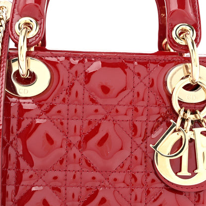 Patent Cannage Mini Lady Dior Red