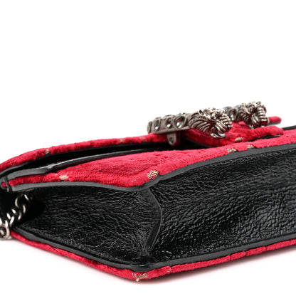 Velvet GG Monogram Super Mini Dionysus Shoulder Bag Red Cipria Black