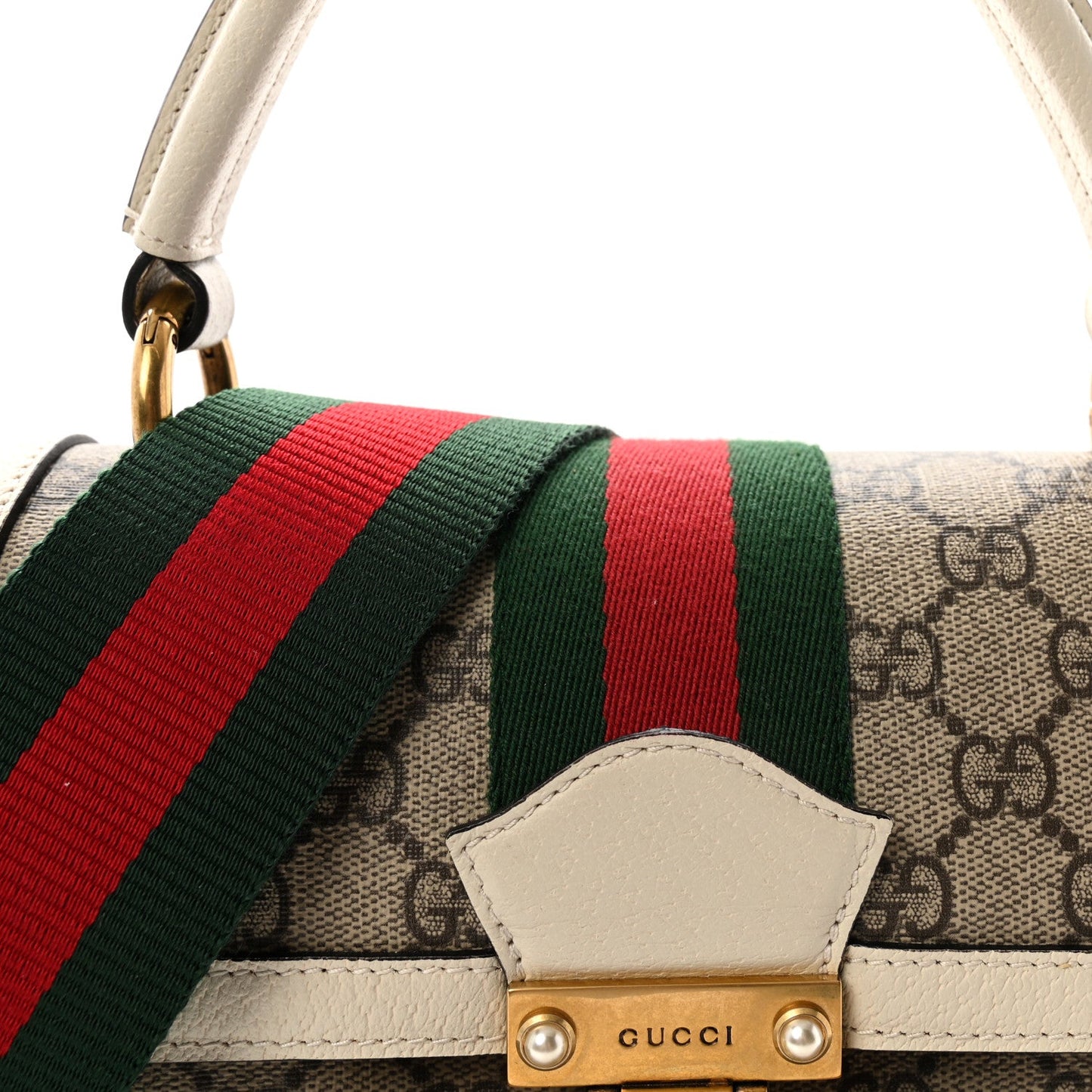 GG Supreme Monogram Small Queen Margaret Top Handle Bag White