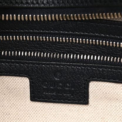 GG Supreme Monogram Textured Calfskin Web Large Attache Shoulder Bag Beige Blue