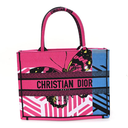 Canvas Embroidered Medium Jungle Pop Book Tote Fuchsia Multicolor