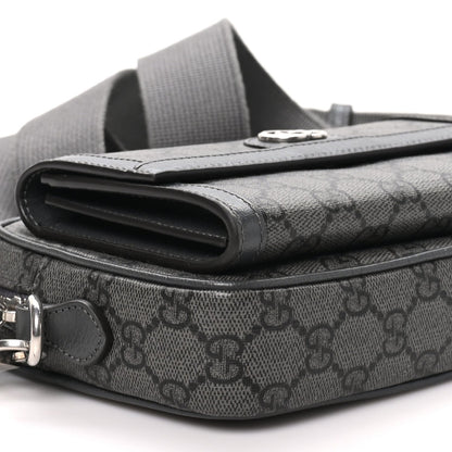 GG Supreme Monogram Textured Dollar Calfskin Mini Ophidia Bag Graphite Grey