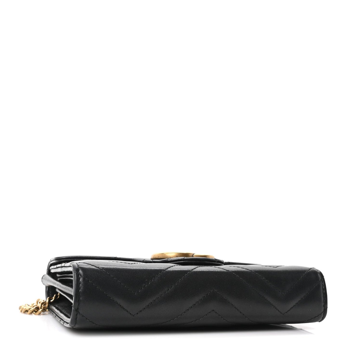 Calfskin Matelasse GG Marmont Chain Wallet Black