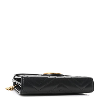 Calfskin Matelasse GG Marmont Chain Wallet Black