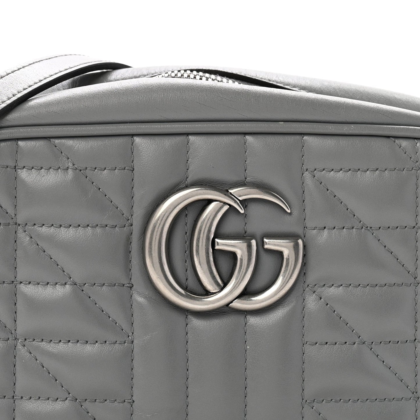 Calfskin Matelasse Aria Small GG Marmont Chain Shoulder Bag Deep Grey