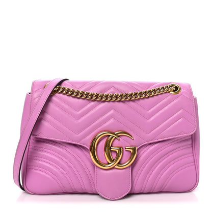 Calfskin Matelasse Medium GG Marmont Shoulder Bag Candy Mousse