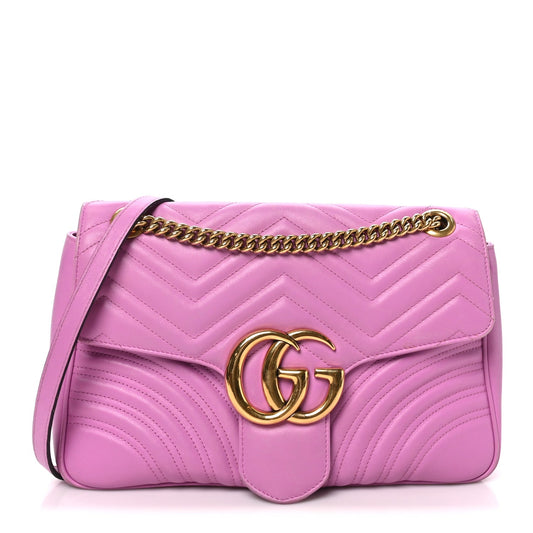 Calfskin Matelasse Medium GG Marmont Shoulder Bag Candy Mousse