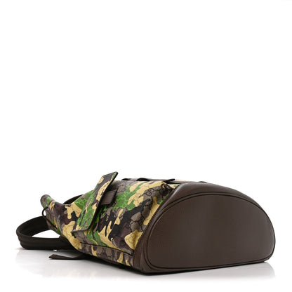 GG Supreme Monogram Camouflage Large Backpack Green Multicolor