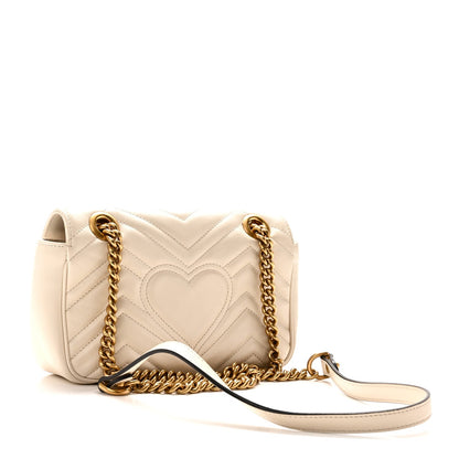 Calfskin Matelasse Mini GG Marmont Shoulder Bag White
