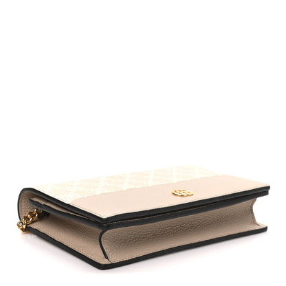 Dollar Calfskin GG Supreme Monogram Mini GG Marmont Chain Wallet Beige White