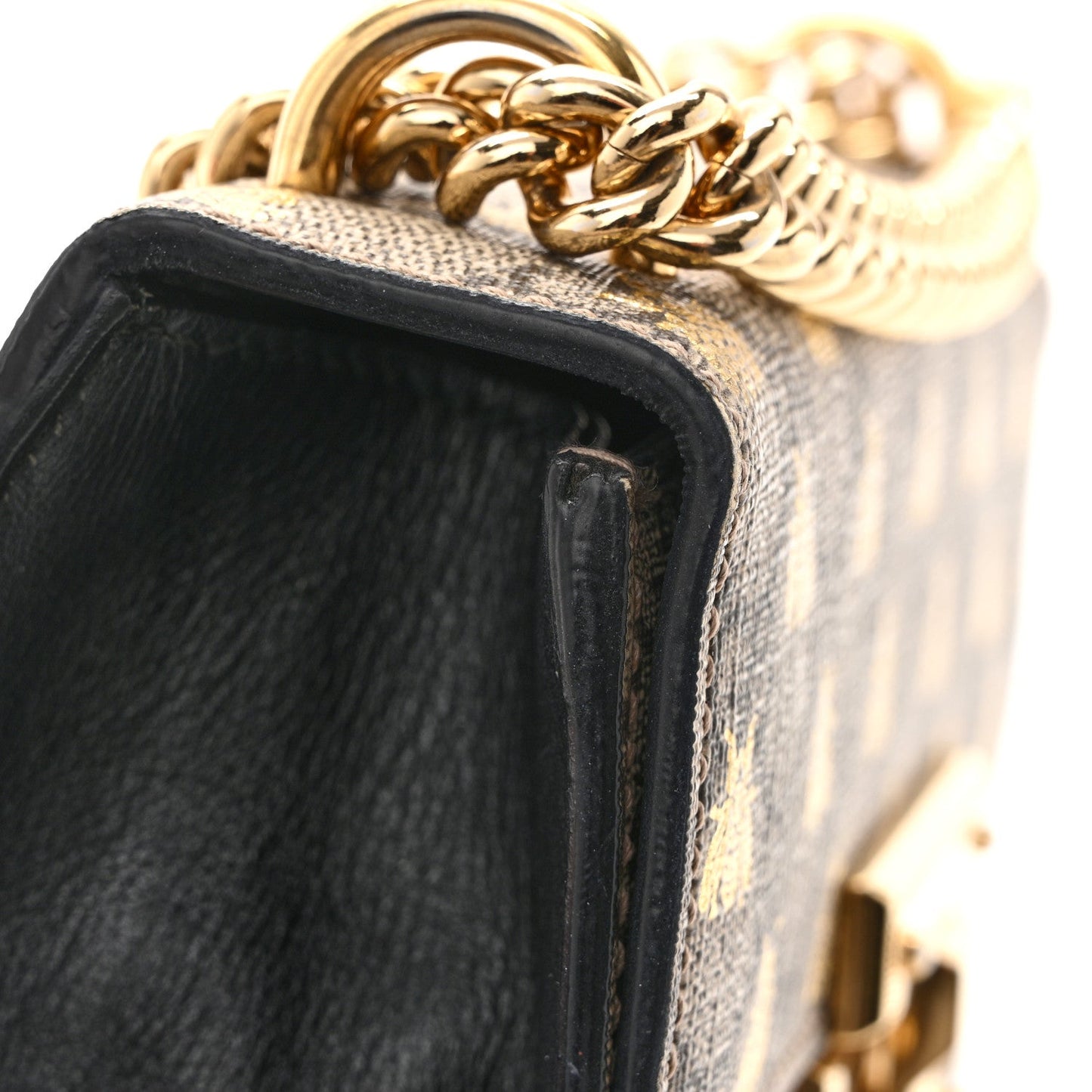 GG Supreme Monogram Bees Small Padlock Shoulder Bag Black