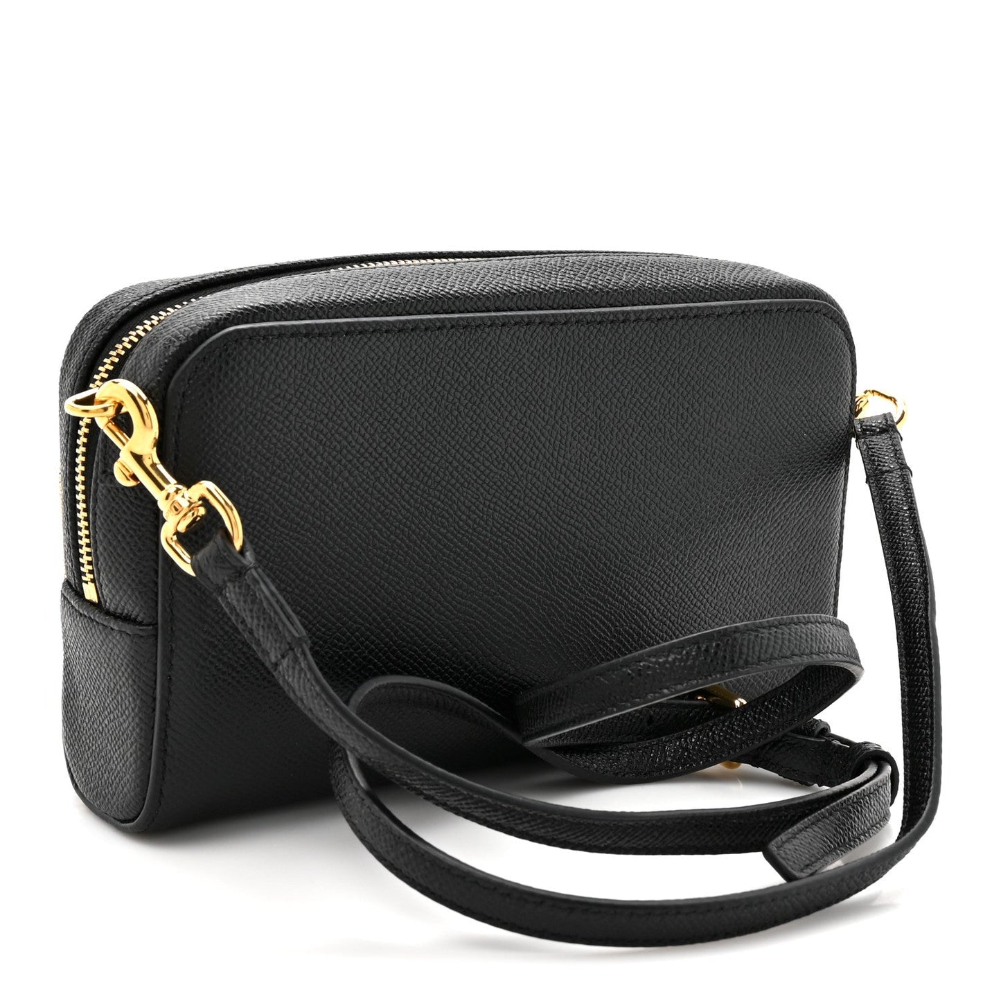 Grained Calfskin Caro Double Pouch Black