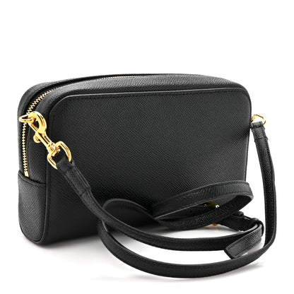 Grained Calfskin Caro Double Pouch Black