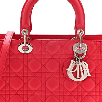 Lambskin Cannage Large Lady Dior Fuchsia