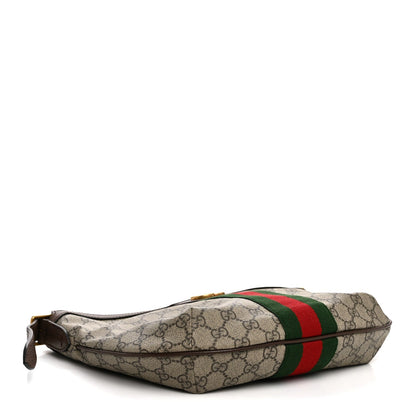 GG Supreme Monogram Web Small Ophidia Half Moon Hobo Brown