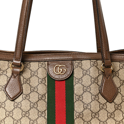 GG Supreme Monogram Medium Ophidia Shopping Tote Brown